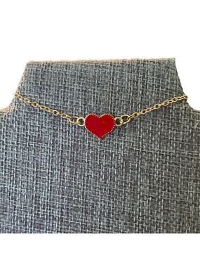 Red Heart Gold Tone Bracelet NEW